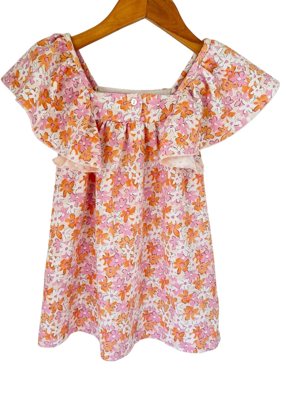 Zara Pink Orange Floral Ruffle Casual Dress 2T